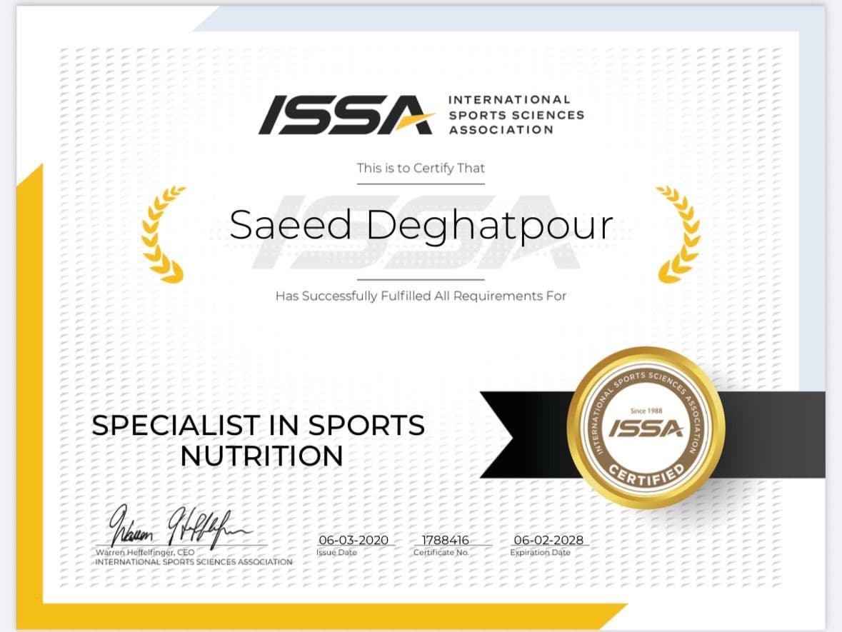 Specialist in Sports Nutrition certificate